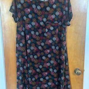 Circles Polka Dot Women's LuLaRoe Carly Swing Dress XL pink, teal, black